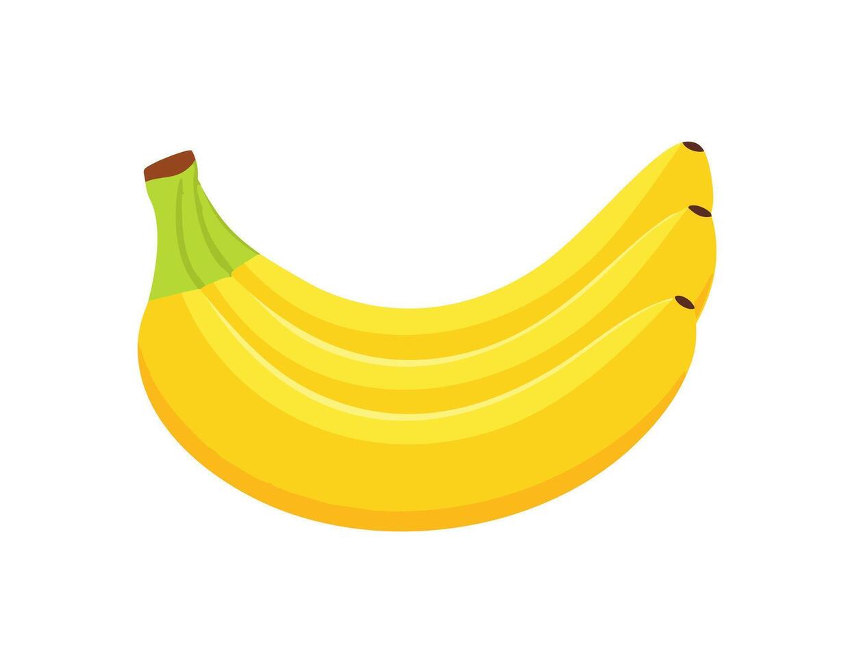 A bunch of ripe yellow bananas with a green stem displayed on a clean white background, perfect for food, nutrition, and healthy lifestyle concepts. vector