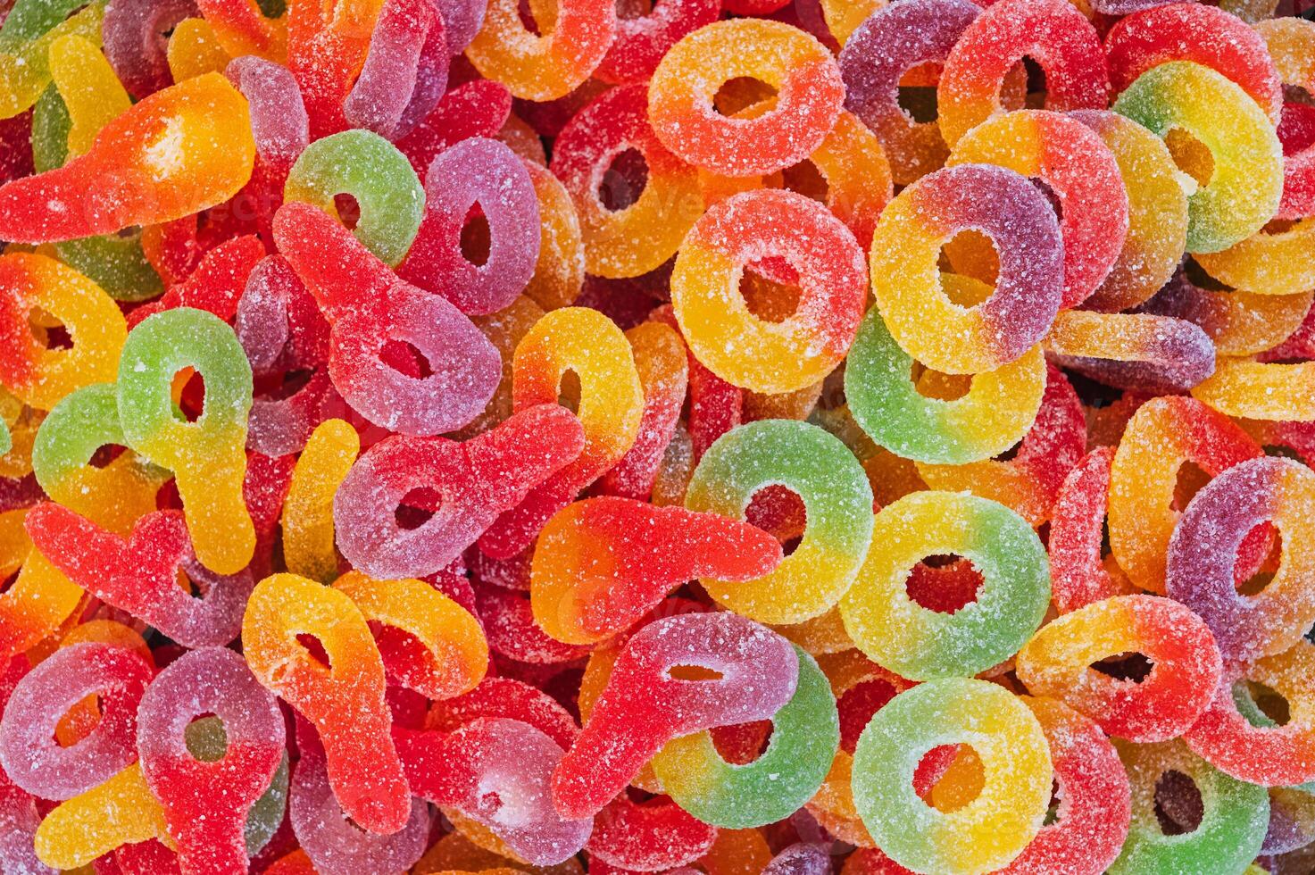 Background of Assorted marmalade candies. View from above. photo