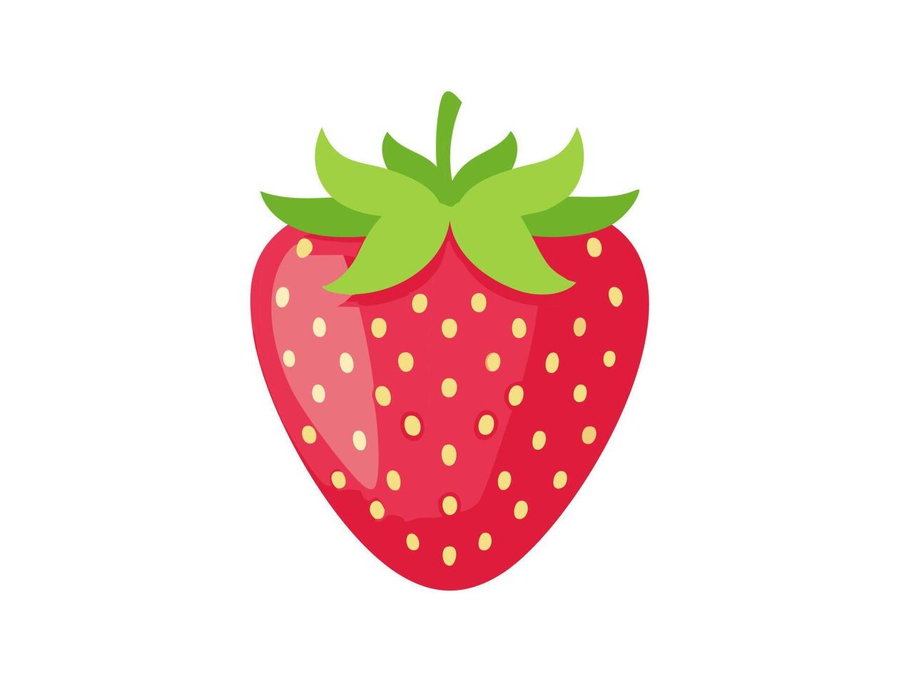 A bright red whole strawberry with glossy skin and green leaves, showcasing natural beauty, sweetness, and ideal appeal for food and lifestyle use. vector