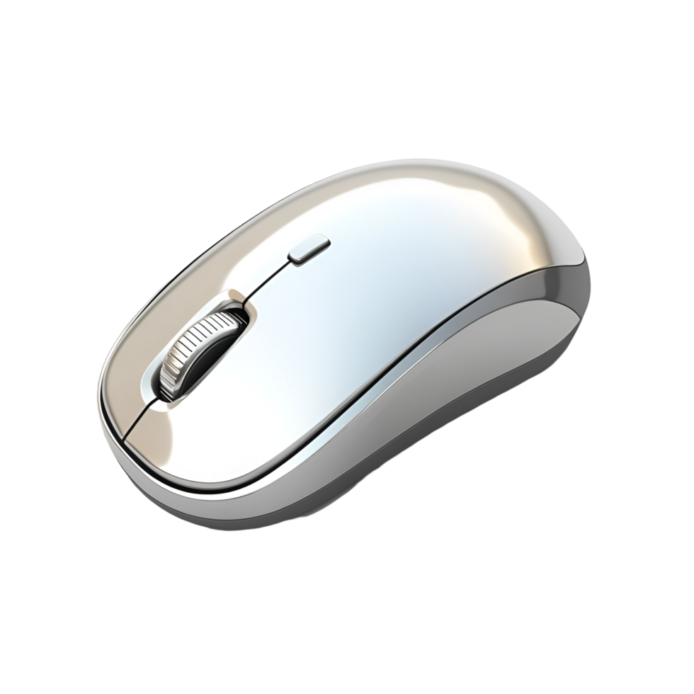 A silver computer mouse on background png