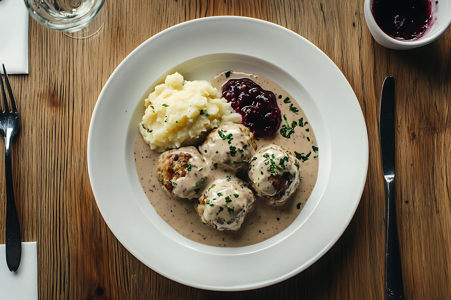 Traditional Swedish Meatballs with Mashed Potatoes photo