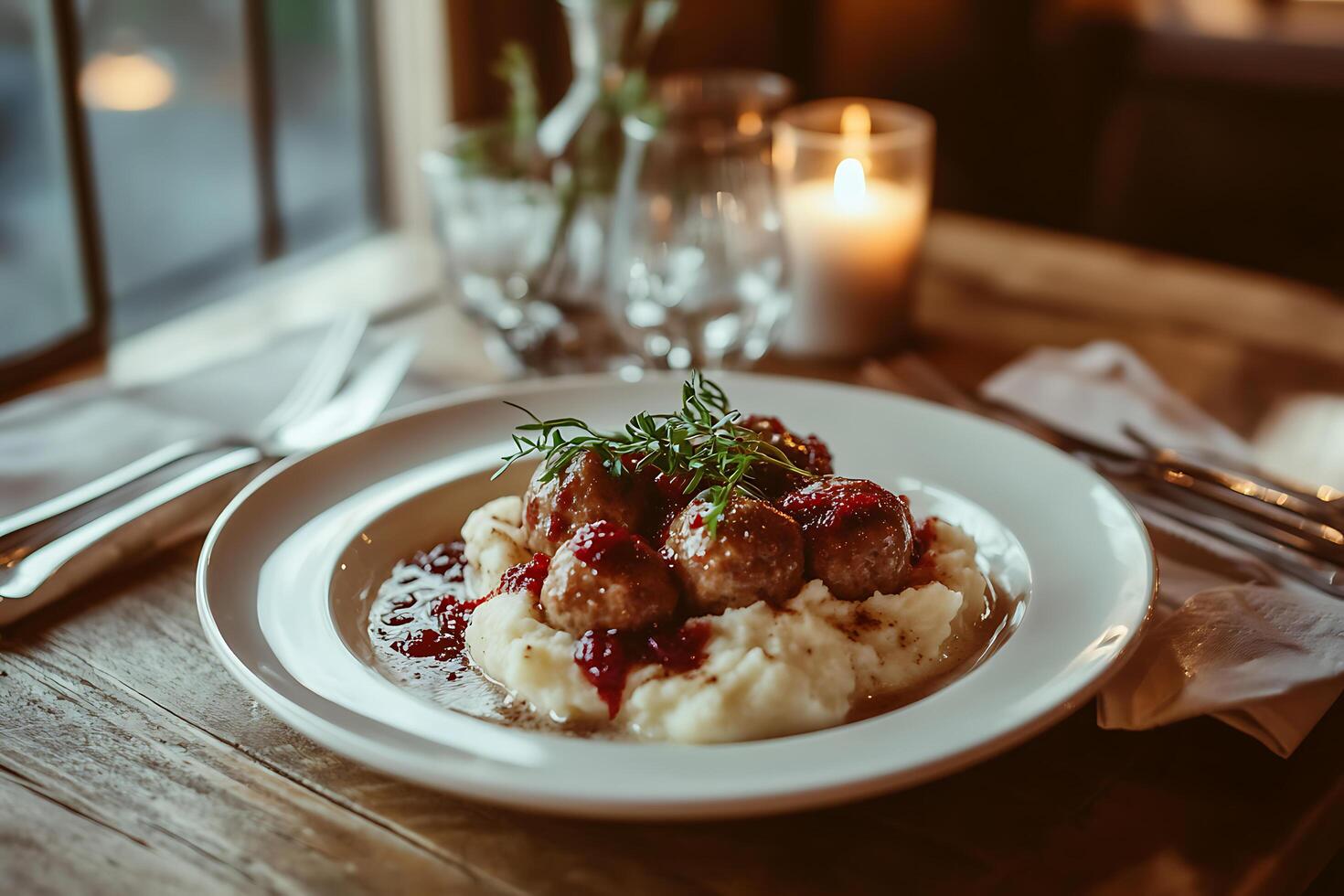 Swedish Meatballs with Mashed Potatoes photo