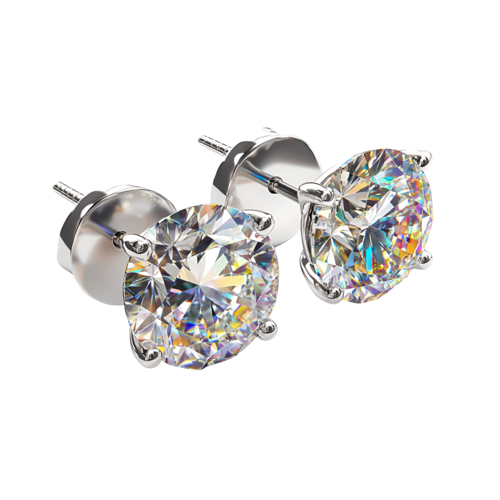 Diamond stud earrings in white gold png