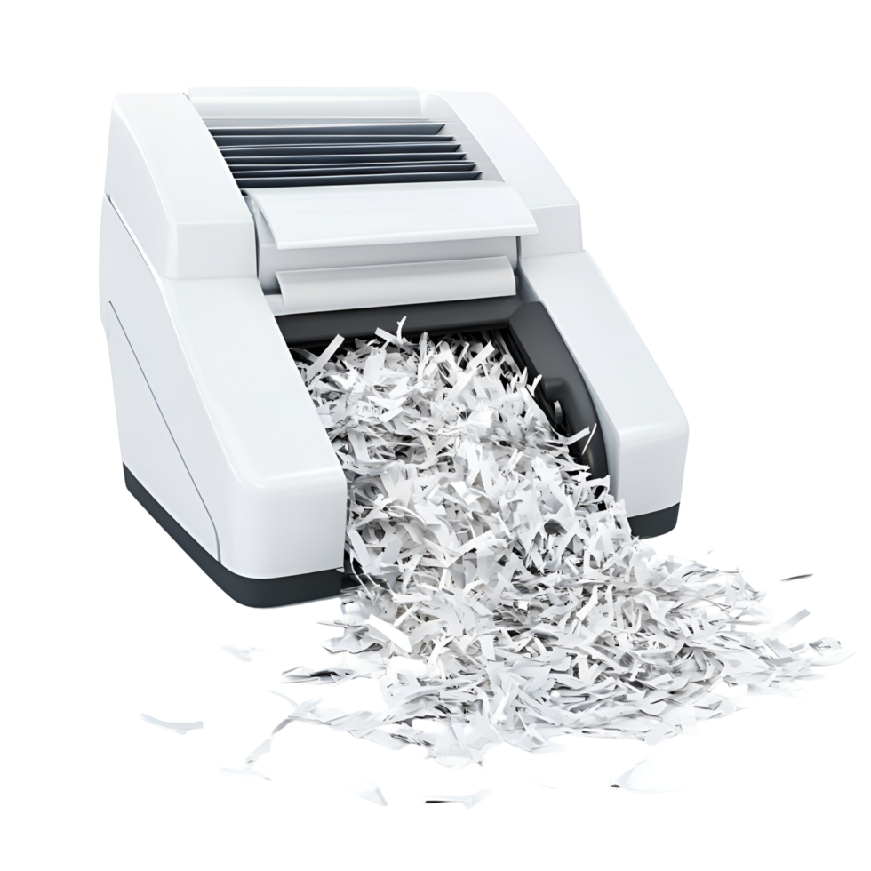 A shredder is shown with shred paper png