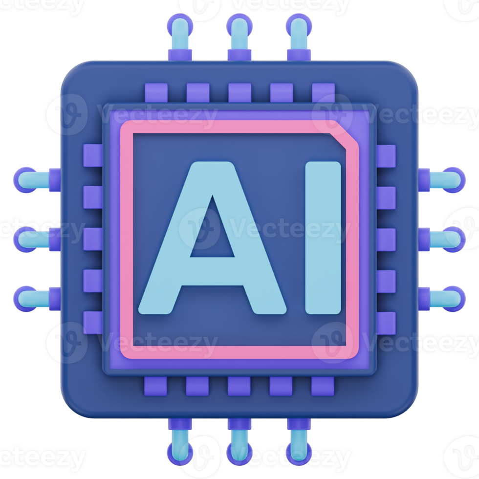 3D Artificial Intelligence Chip png