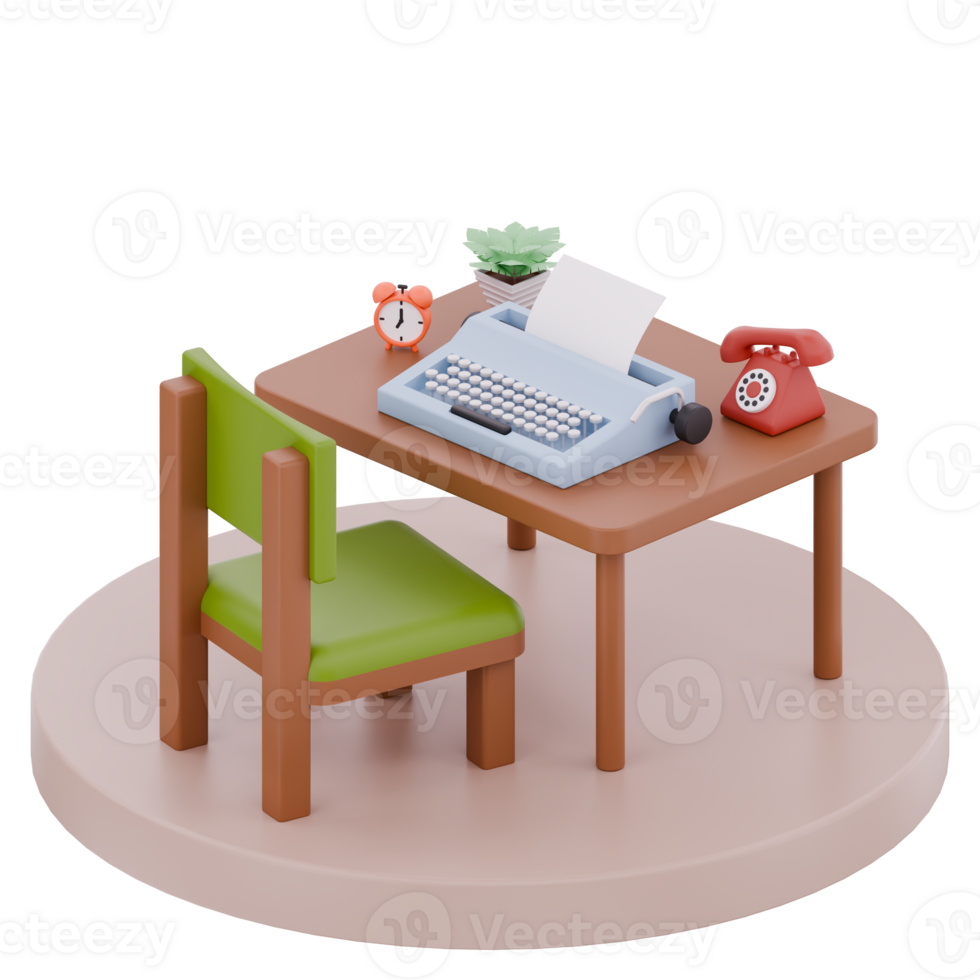 3D Retro Vintage Workspace png