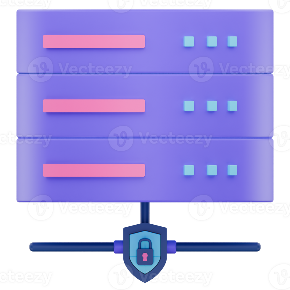 3D Database Stack with Shield png