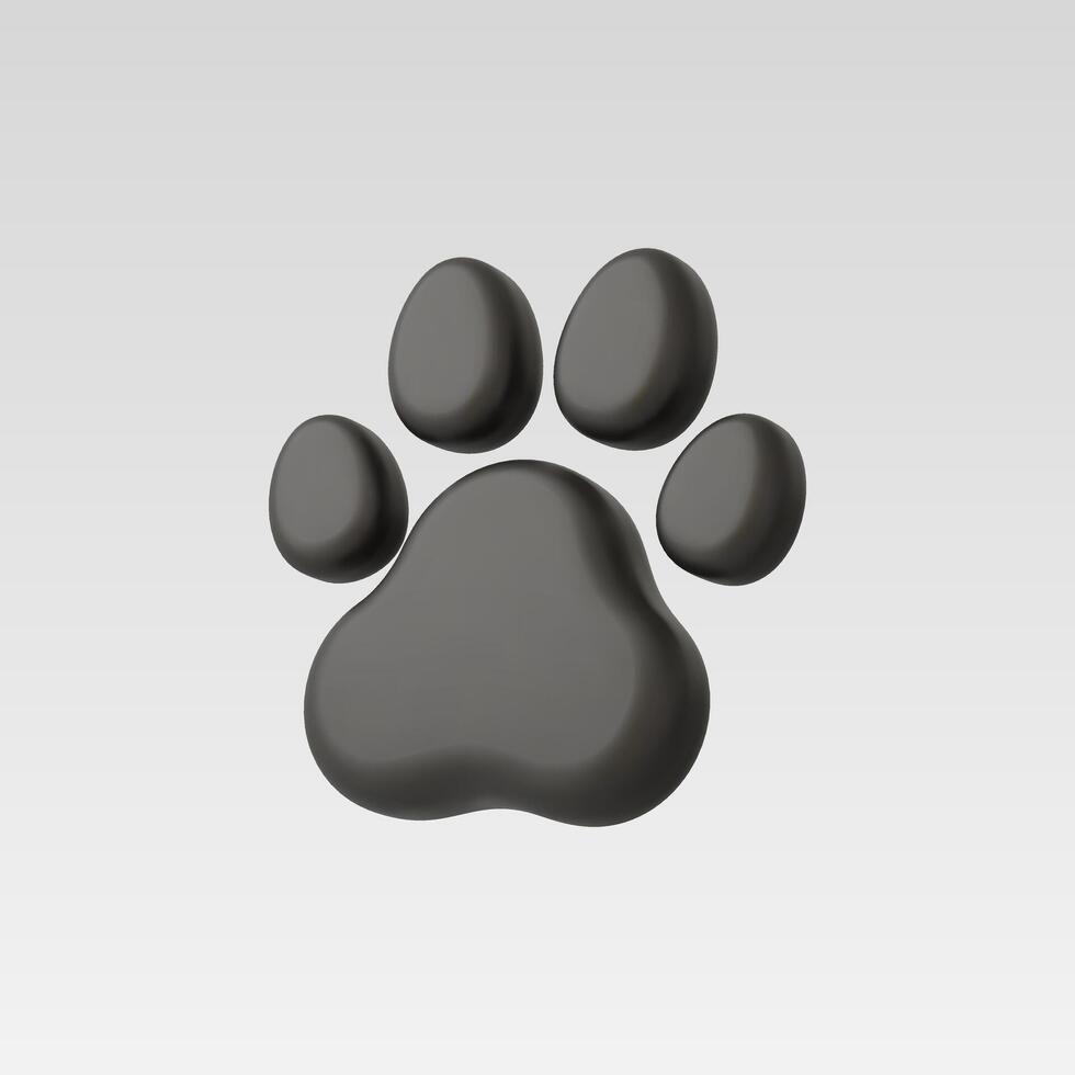 Stylized black paw print on a clean, minimal background. vector