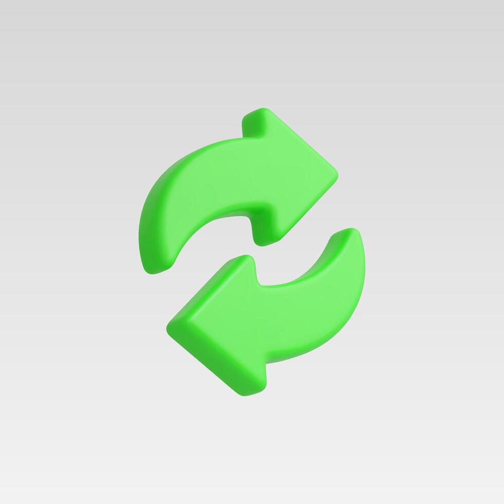 Green arrows symbol representing refresh and movement in a modern style. vector