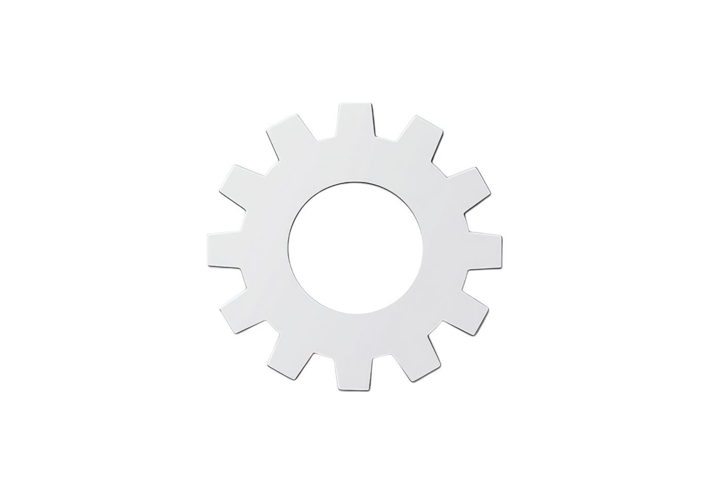 White gear icon with a minimalistic design isolated on transparent background png