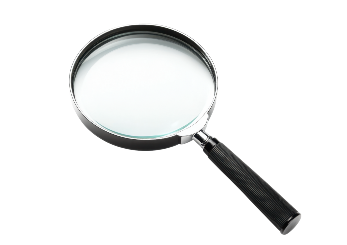 Small magnifying glass with black handle isolated on transparent background png