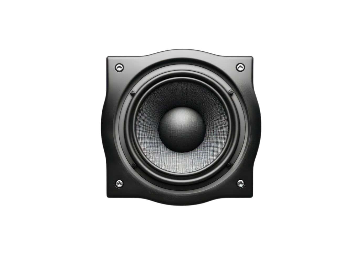 Black audio speaker with detailed texture isolated on transparent background png