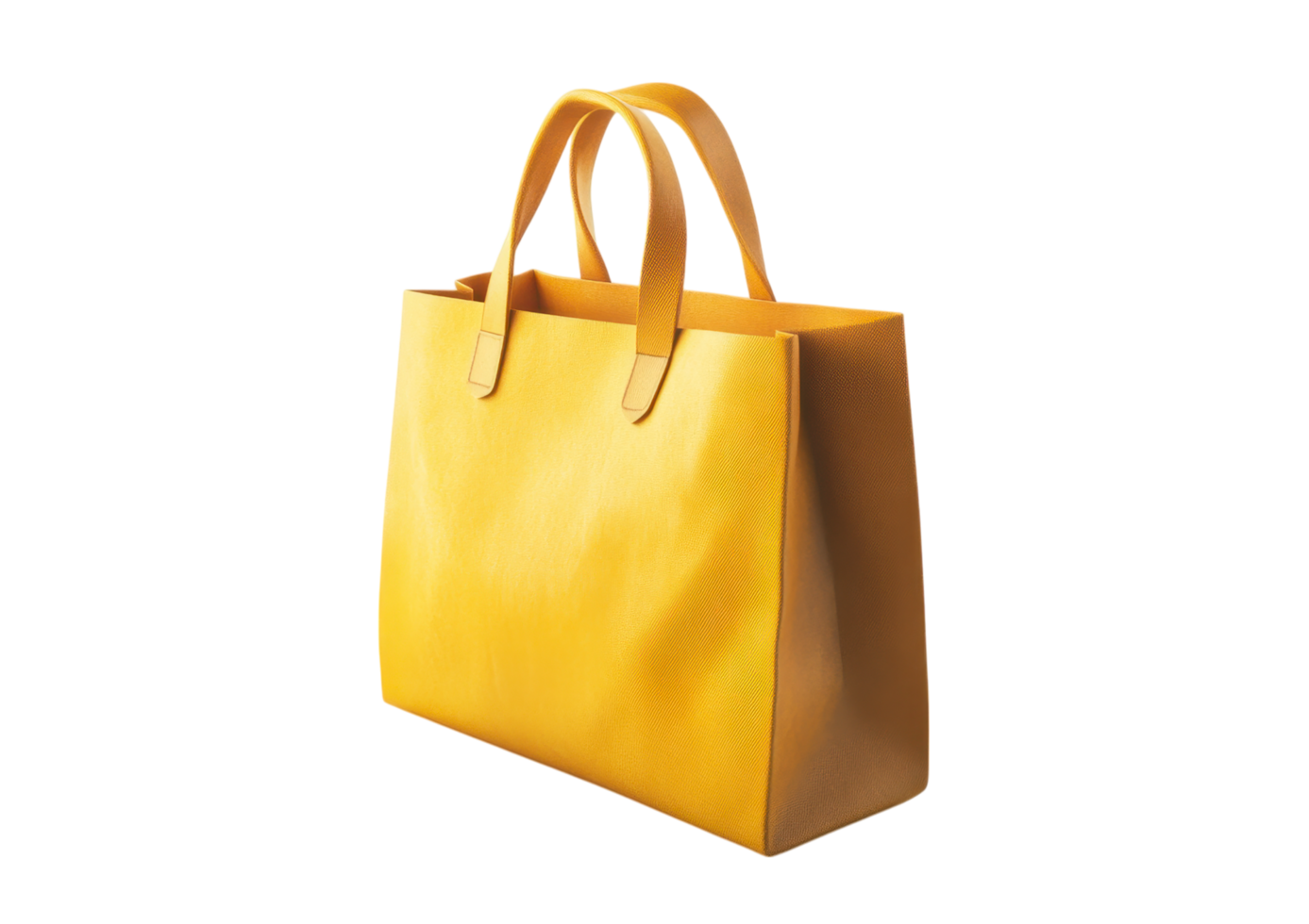 Yellow shopping bag with handles isolated on transparent background png