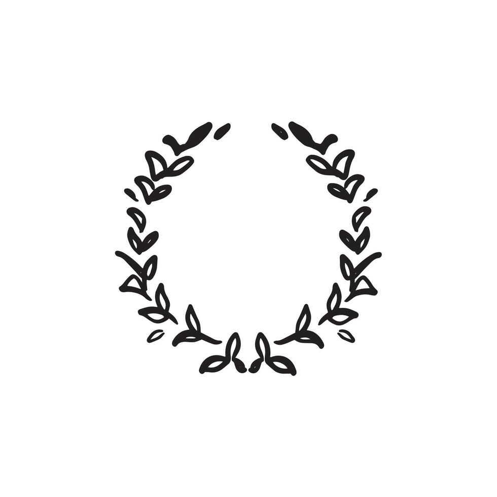 A simple sketched wreath drawn by hand in black. vector