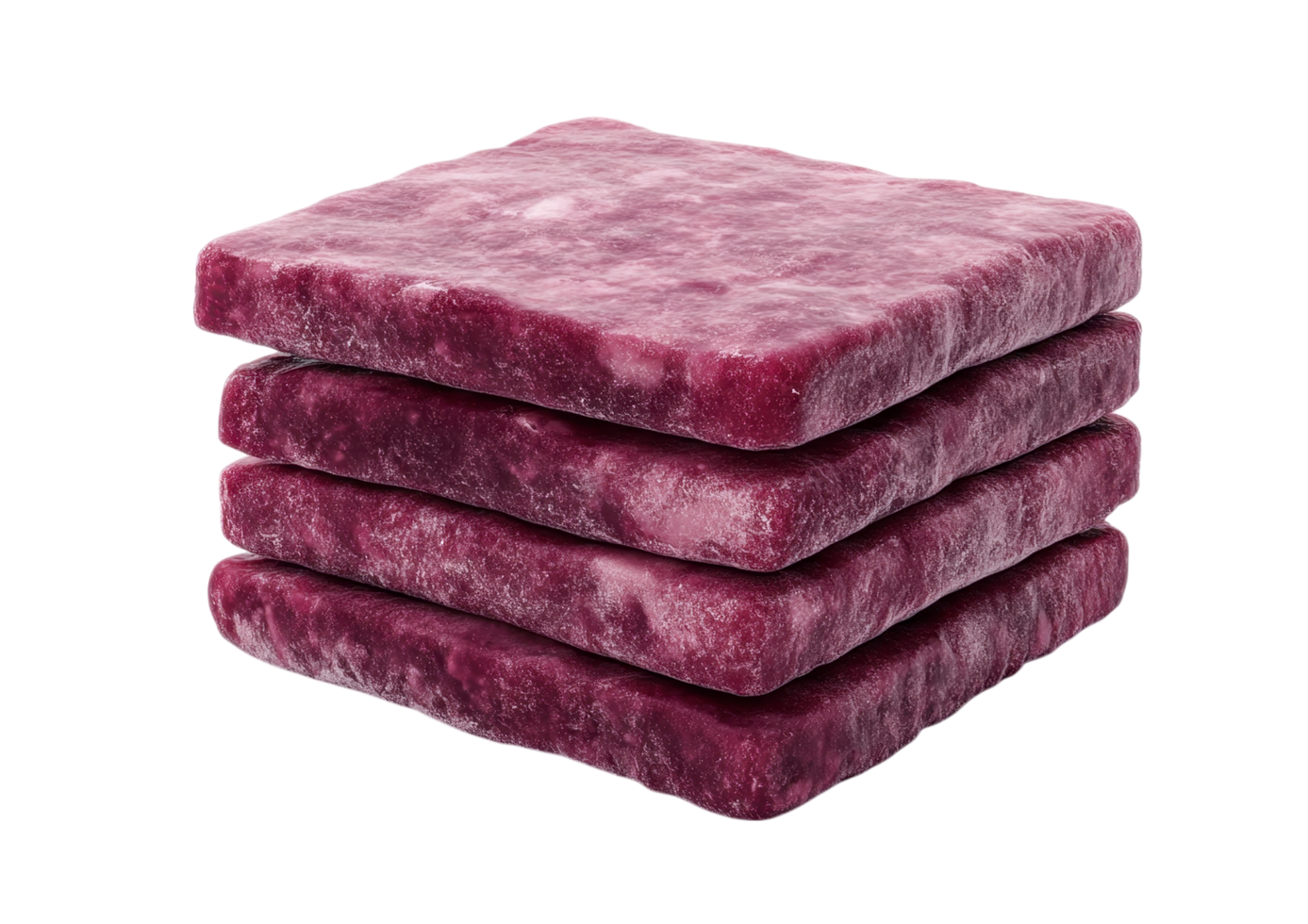 A stack of frozen acai berry pulp blocks isolated on transparent background png