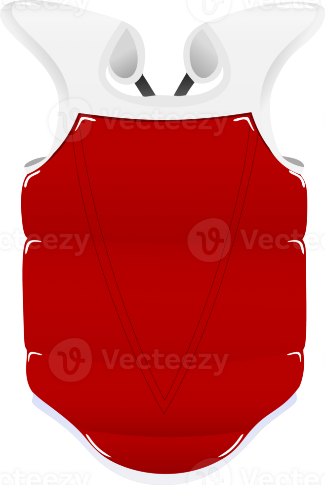 Taekwondo Match Equipment Illustration red body protector and blue background png