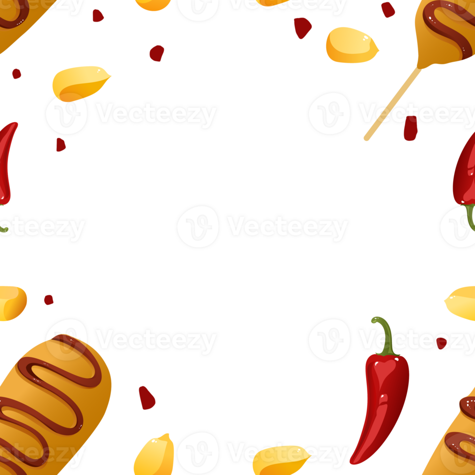 Funny Corn Dog and Mustard Illustration Pattern png