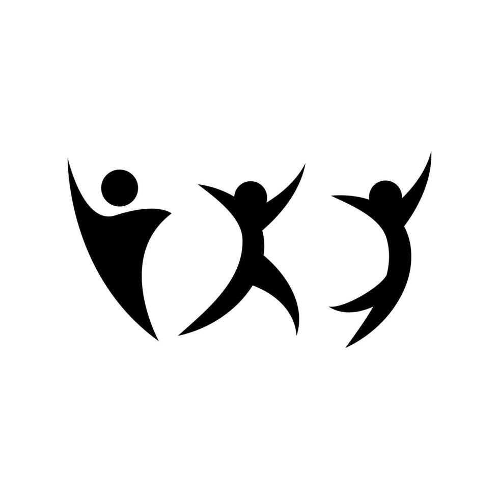 Three people jumping in the air with arms up vector