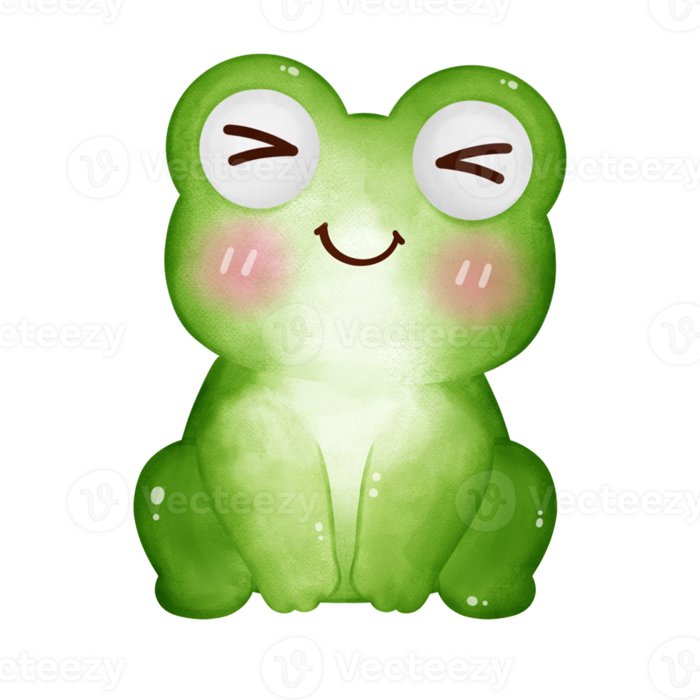 Happy frog smiling with eyes closed png