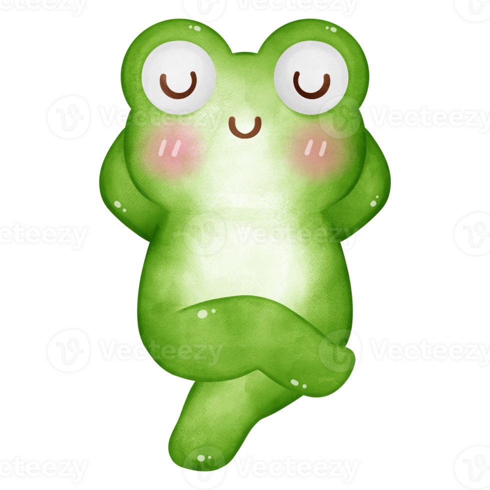 Calm frog resting with peaceful face png
