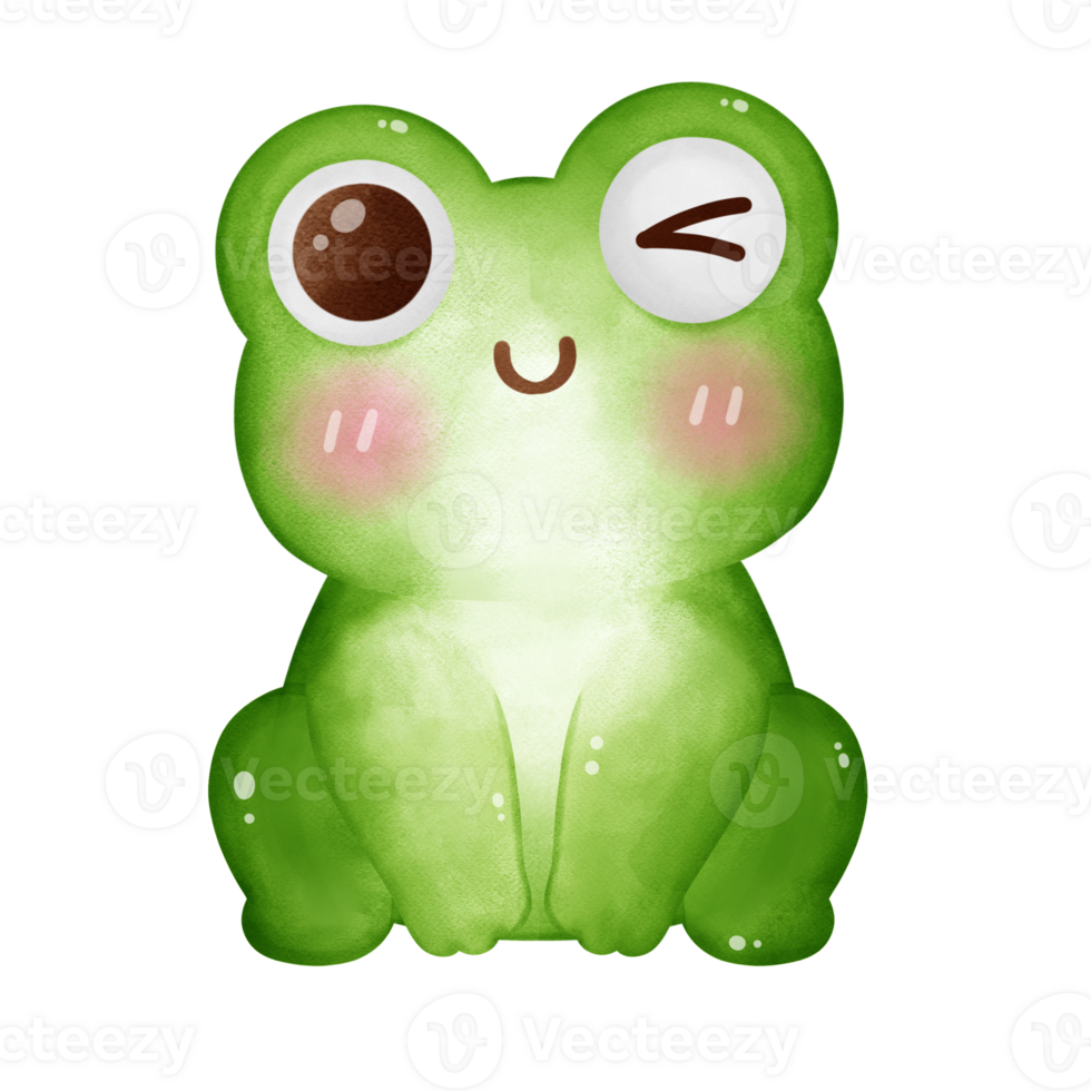Winking frog with one eye closed and cheeky smile png