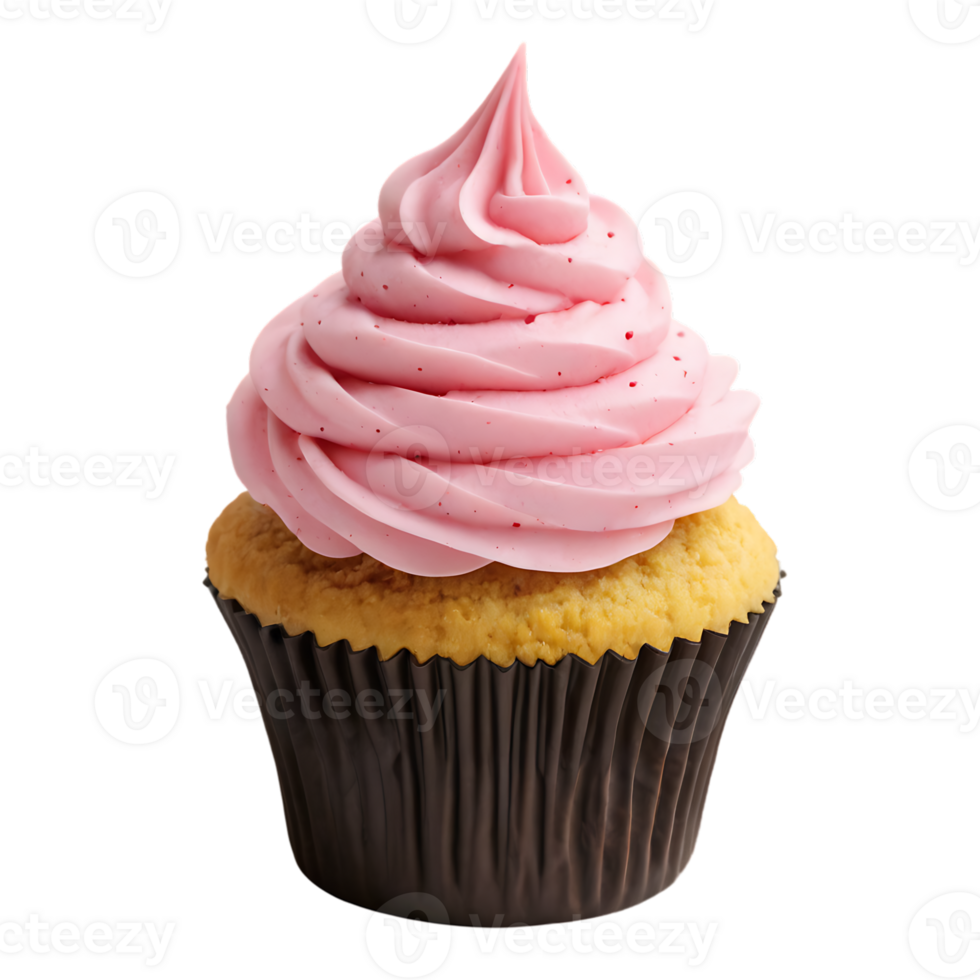 A cupcake with pink frosting on top png