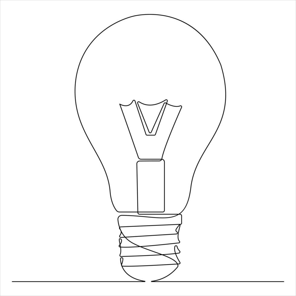 Continuous line drawing of a light bulb, symbolising an idea concept vector