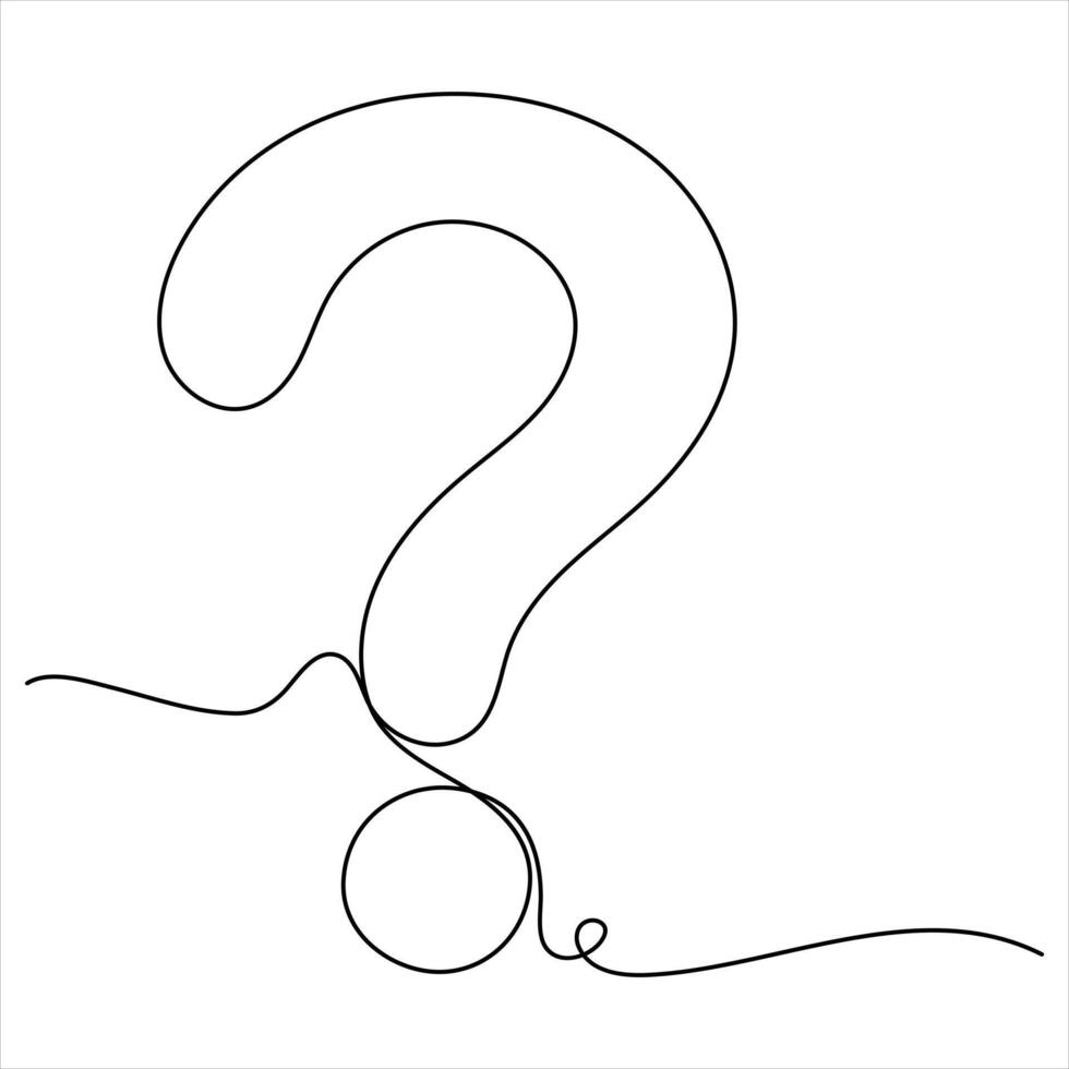 Question mark continuous line art drawing illustration vector