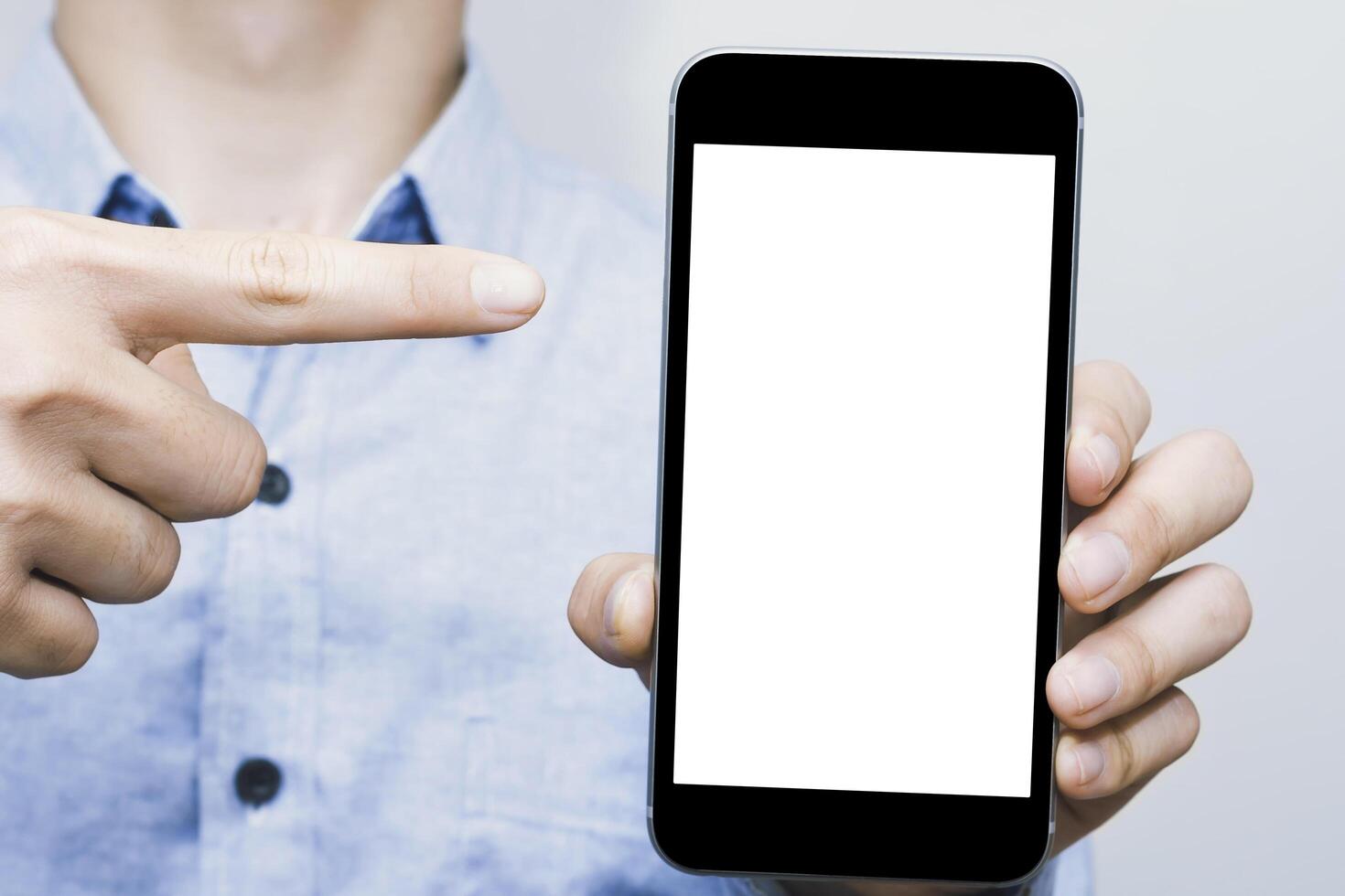 Phones, something that everyone uses, communicates, and sells online more and more every day, white screen mockup template,business man. photo