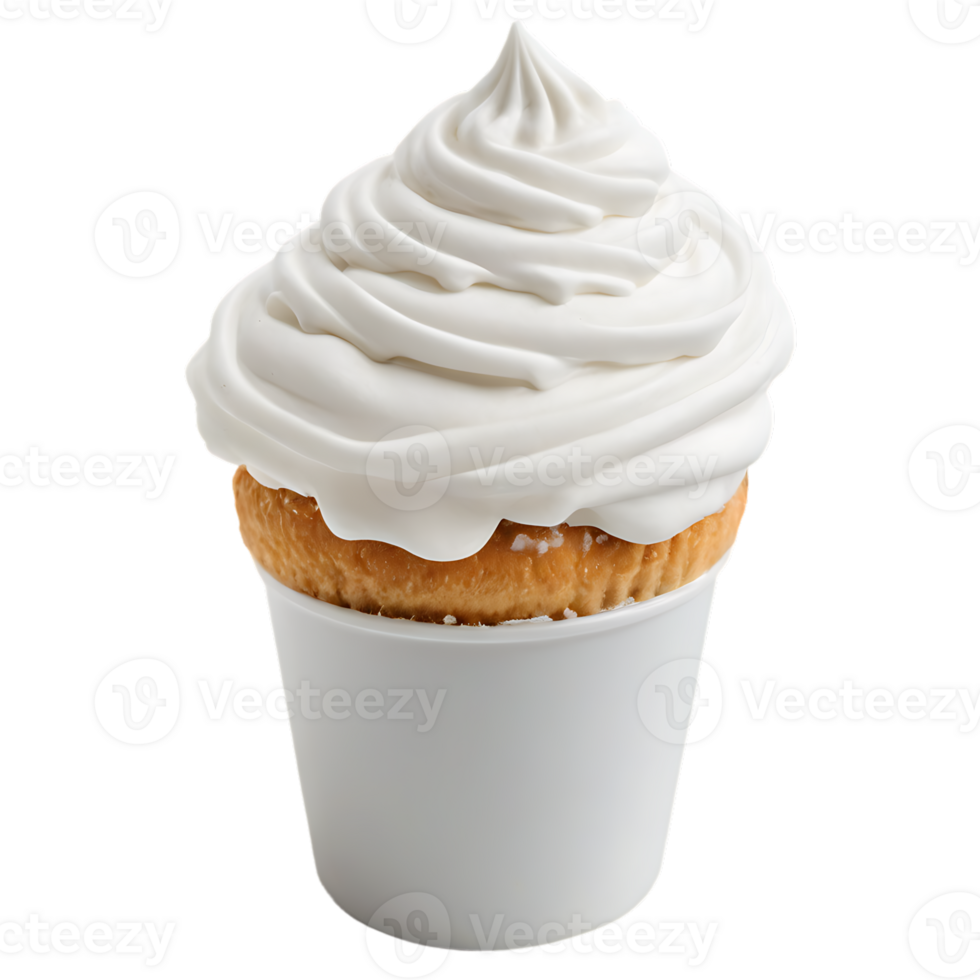 A cupcake with whipped cream on top png