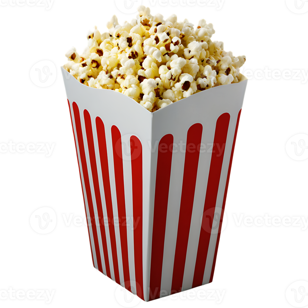 Popcorn in a red and white striped box png