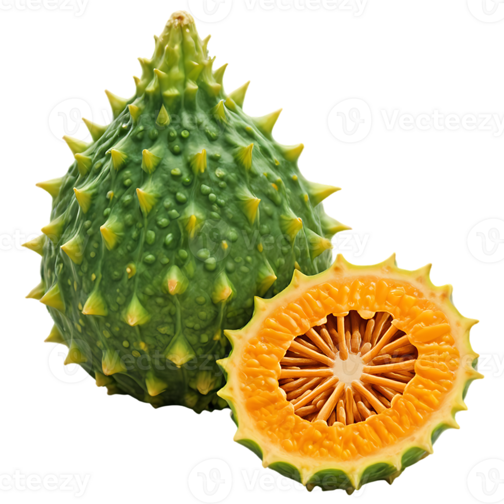 A close up of a green and yellow fruit png