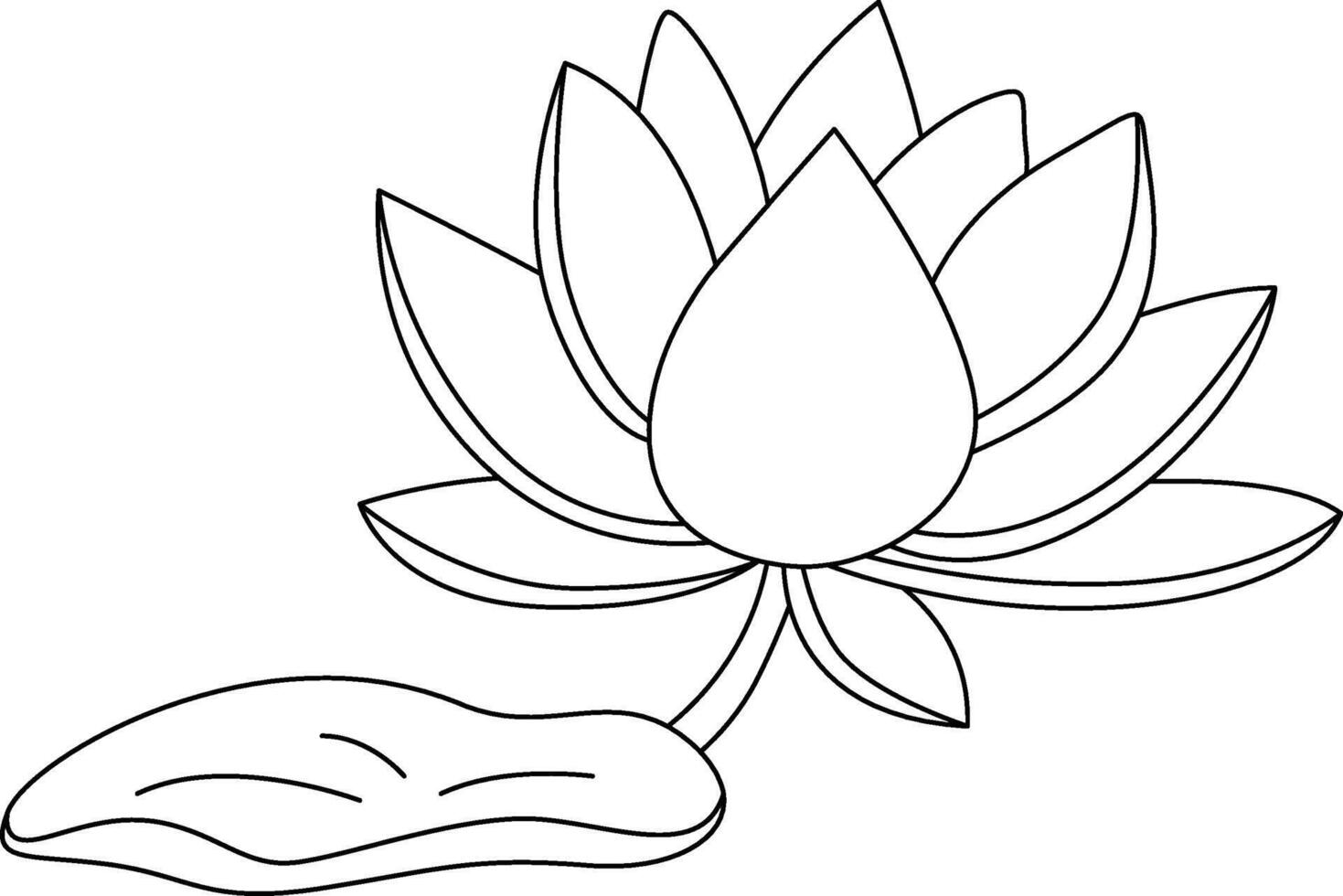 Pretty Lotus Flower and leaf Outline vector
