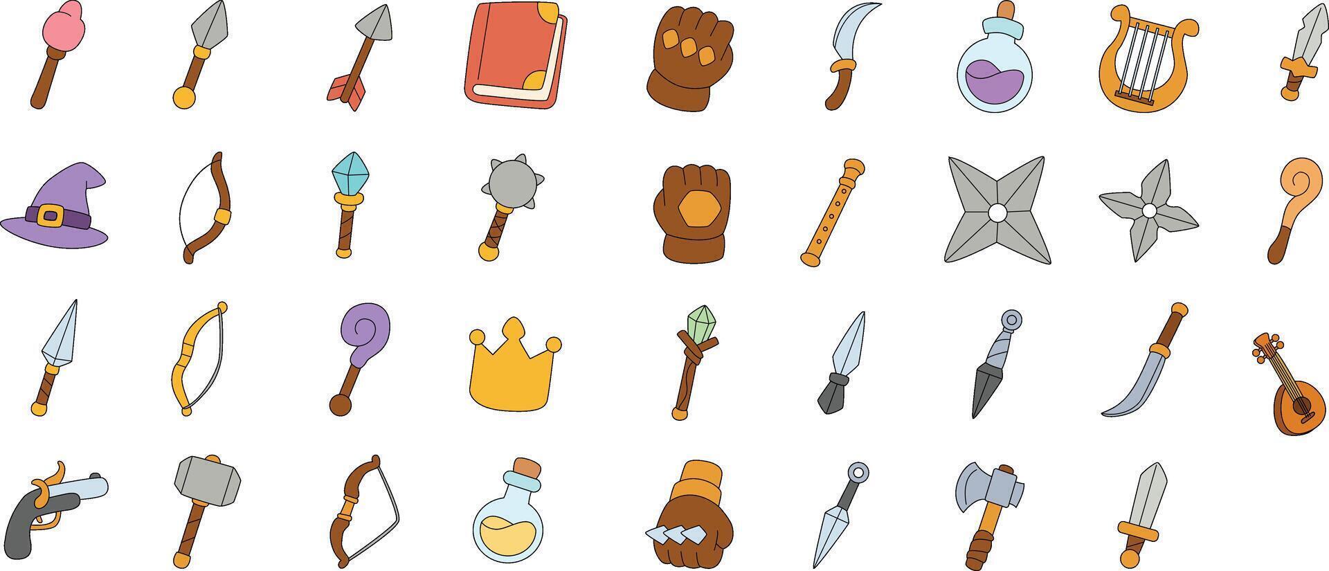 Weapon Icon Cute Doodle Illustration vector