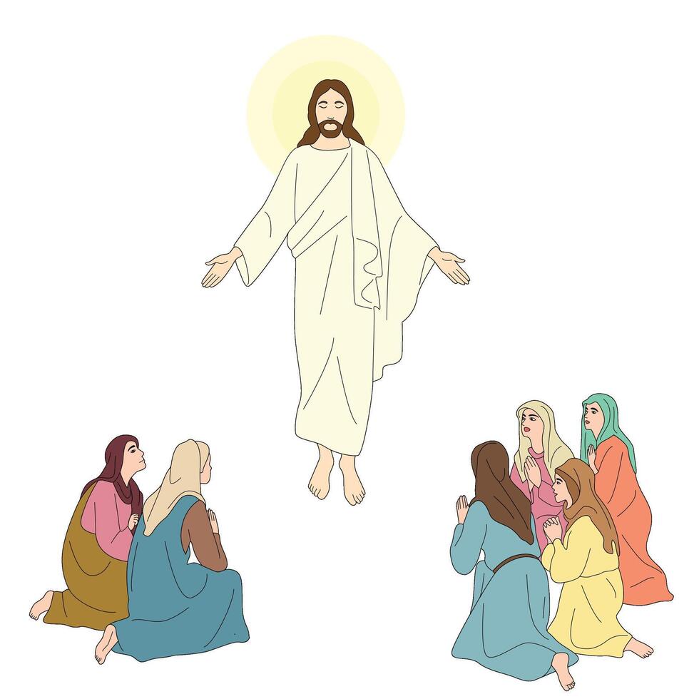 Jesus resurrections among his worshippers illustration vector