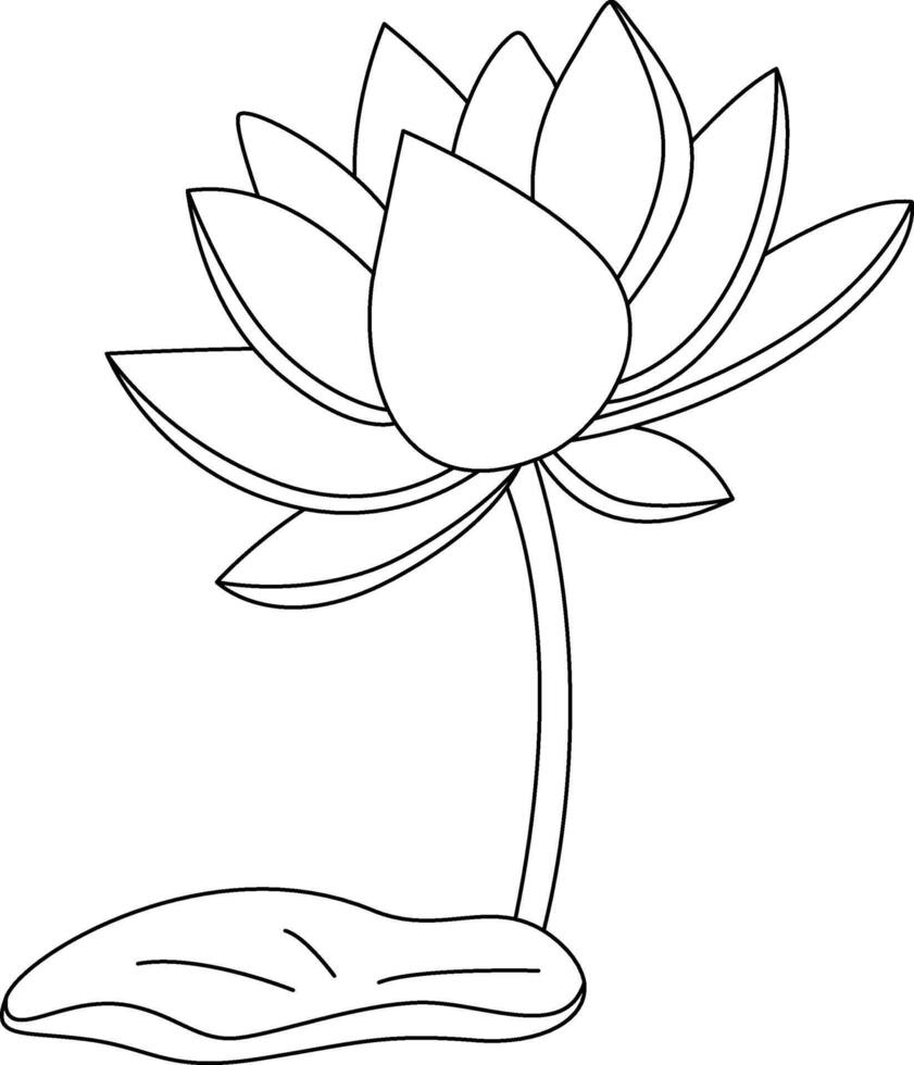 Beautiful Lotus Flower and leaf Outline vector