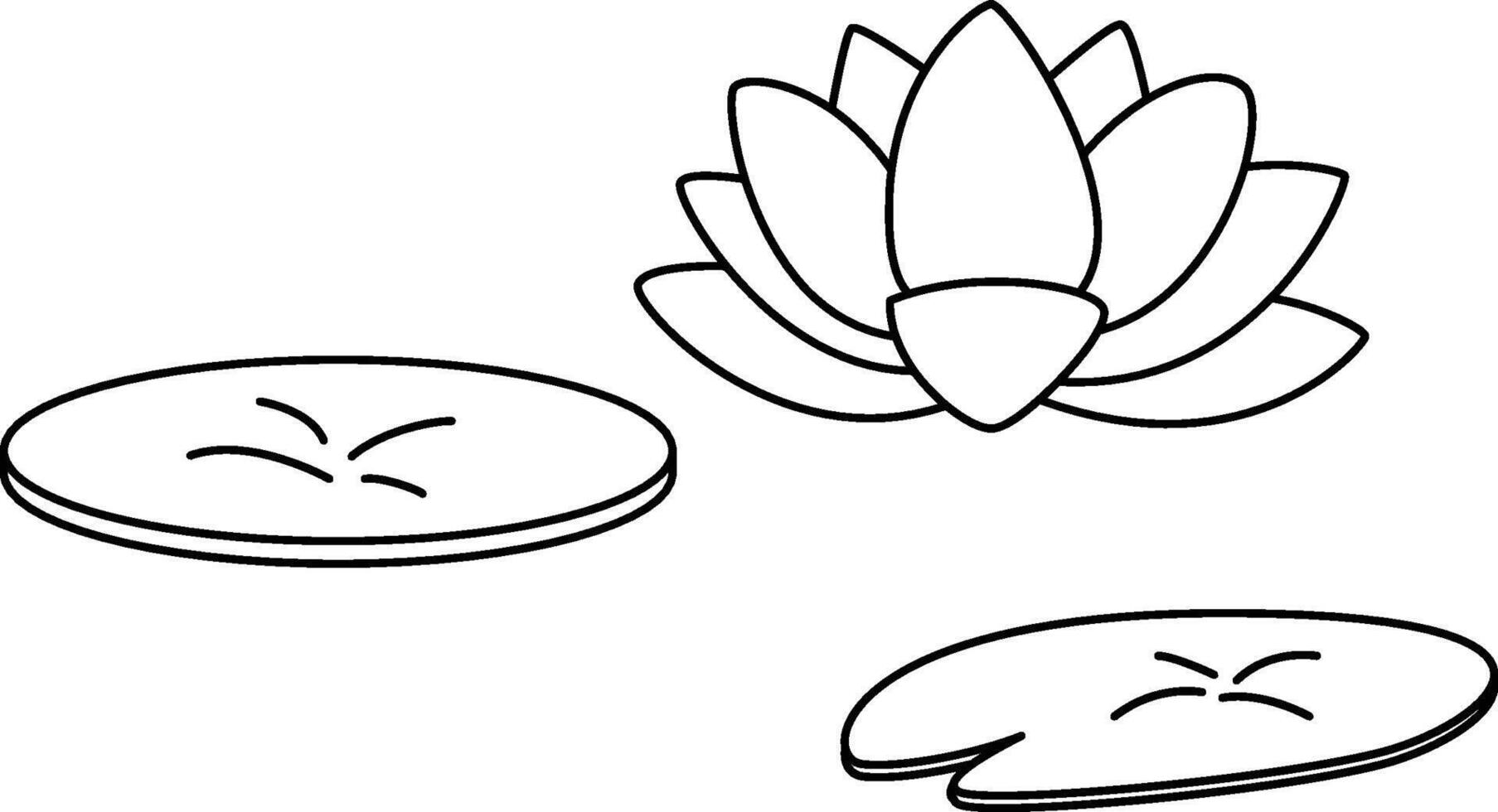 Lotus Flower and leaves on lake Outline vector