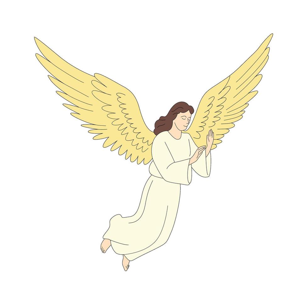 Golden wings angel Jesus resurrections illustration vector