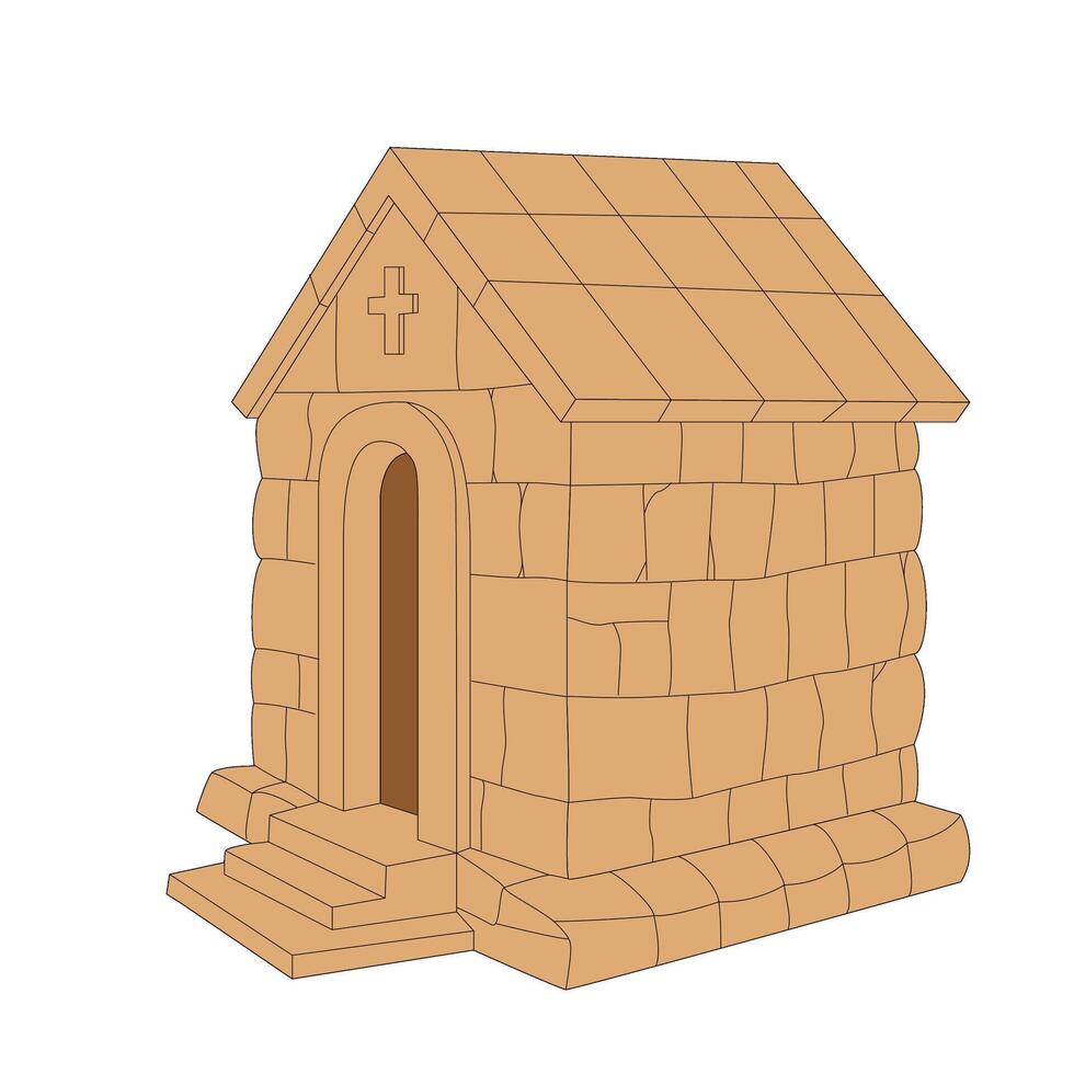 stone tomb Jesus resurrections illustration vector