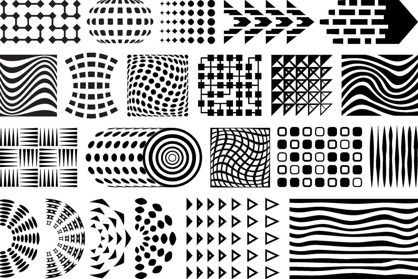 Abstract geometric graphic design elements. Shapes and dotted halftone patterns for your printing and design projects vector