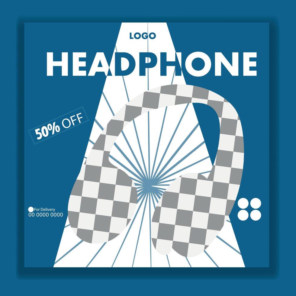 Headphone Social Media Post Design vector