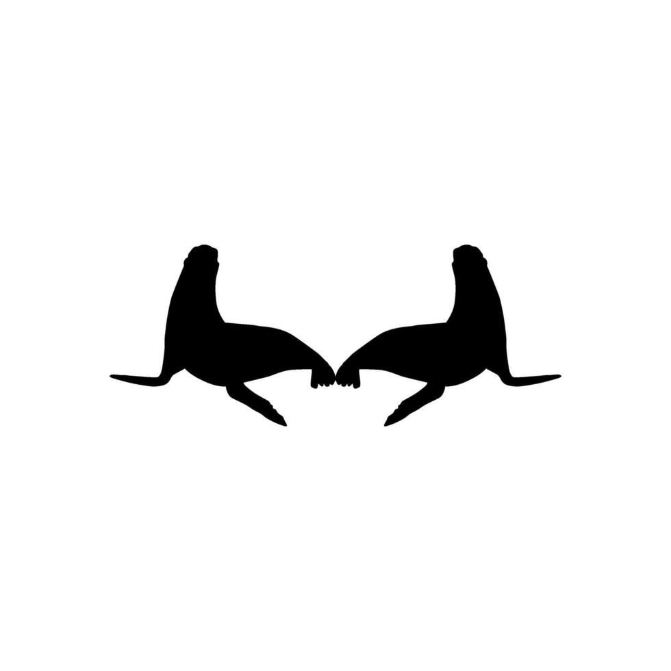 Pinnipeds or Seals Pair Silhouette , can use for Logo, Pictogram, Aquatic Animal, Poster, etc. Editable vector