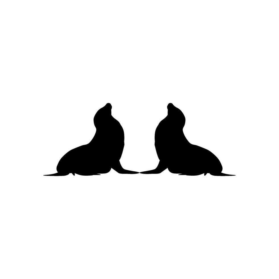 Silhouette or the Pair Pinnipeds or Seals, can use for Logo, Pictogram, Aquatic Animal, Poster or Graphic Design Element. Size and Color Editable vector