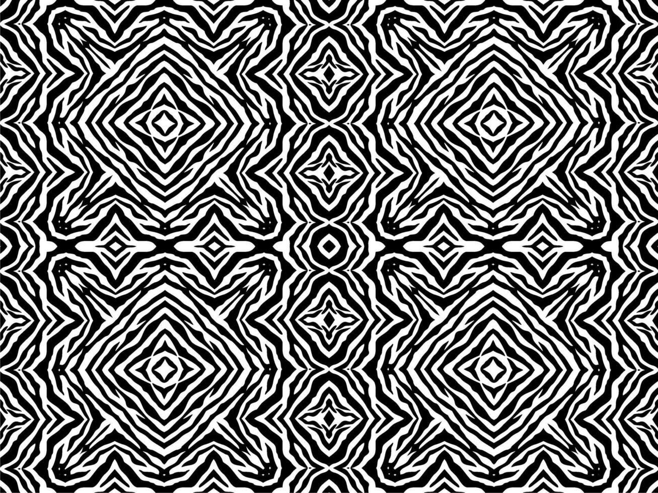Black-White Stripes Lines Motifs Pattern Inspired by Zebra. Decoration for Interior, Exterior, Carpet, Textile, Garment, Silk, Tile, Paper, Wrapping, Wallpaper, Etc. Flat style vector