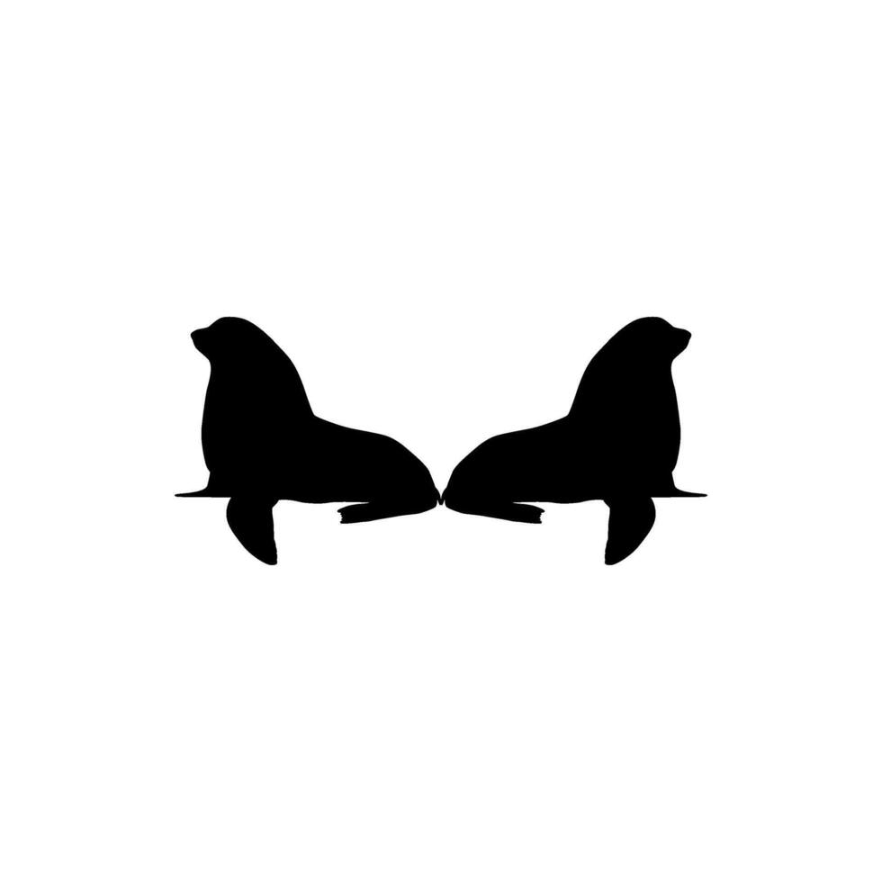 Pinnipeds or Seals Pair Silhouette vector