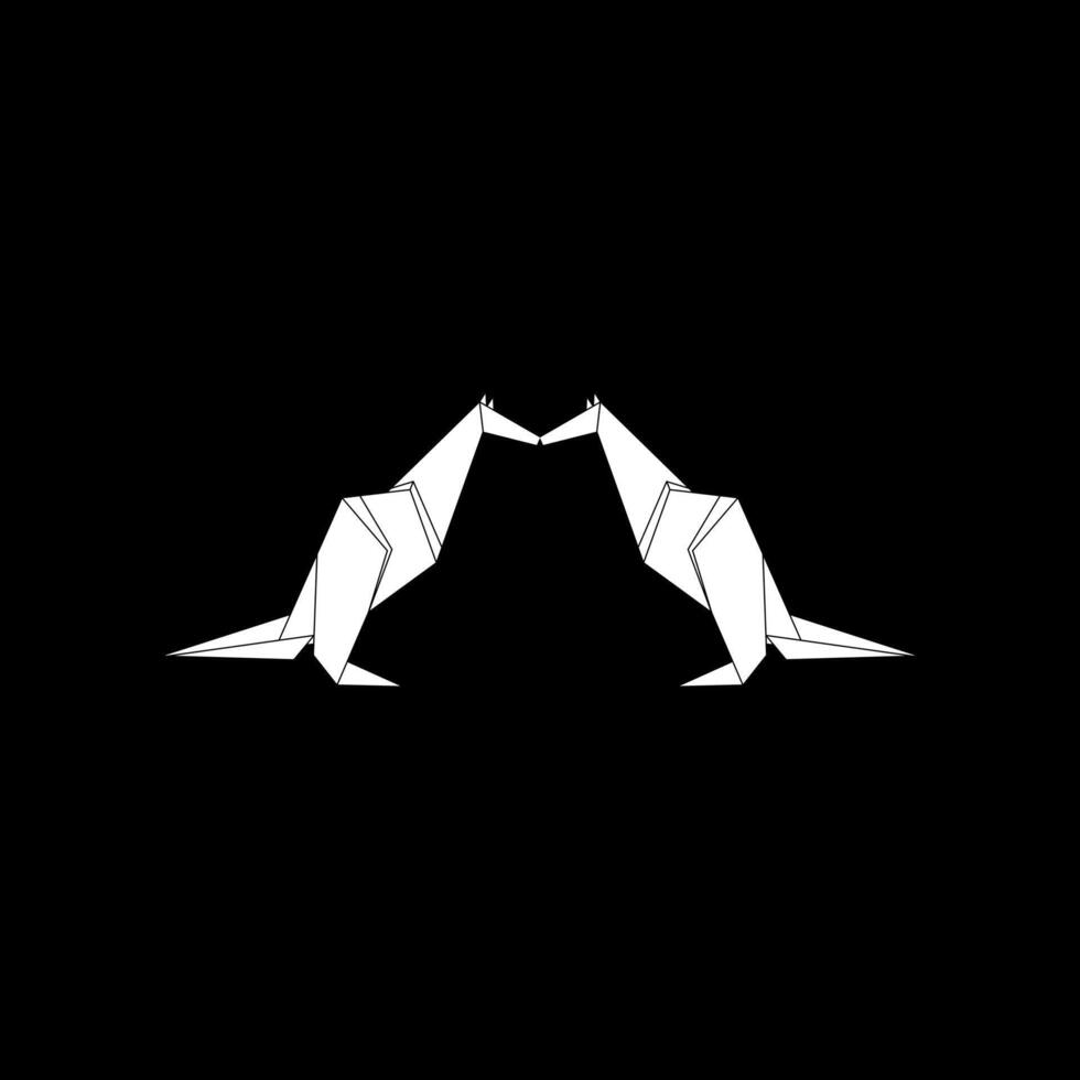 Pair Kangaroo Shape Inspired by Origami Form, can use for Logo, Pictogram, Animal Figure, Website, Apps, etc. Flat and Editable. vector