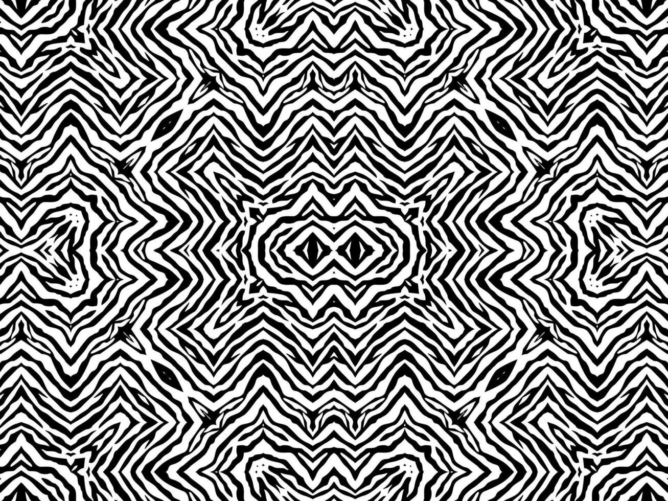 Black-White Stripes Lines Motifs Pattern Inspired by Zebra. Flat Editable vector