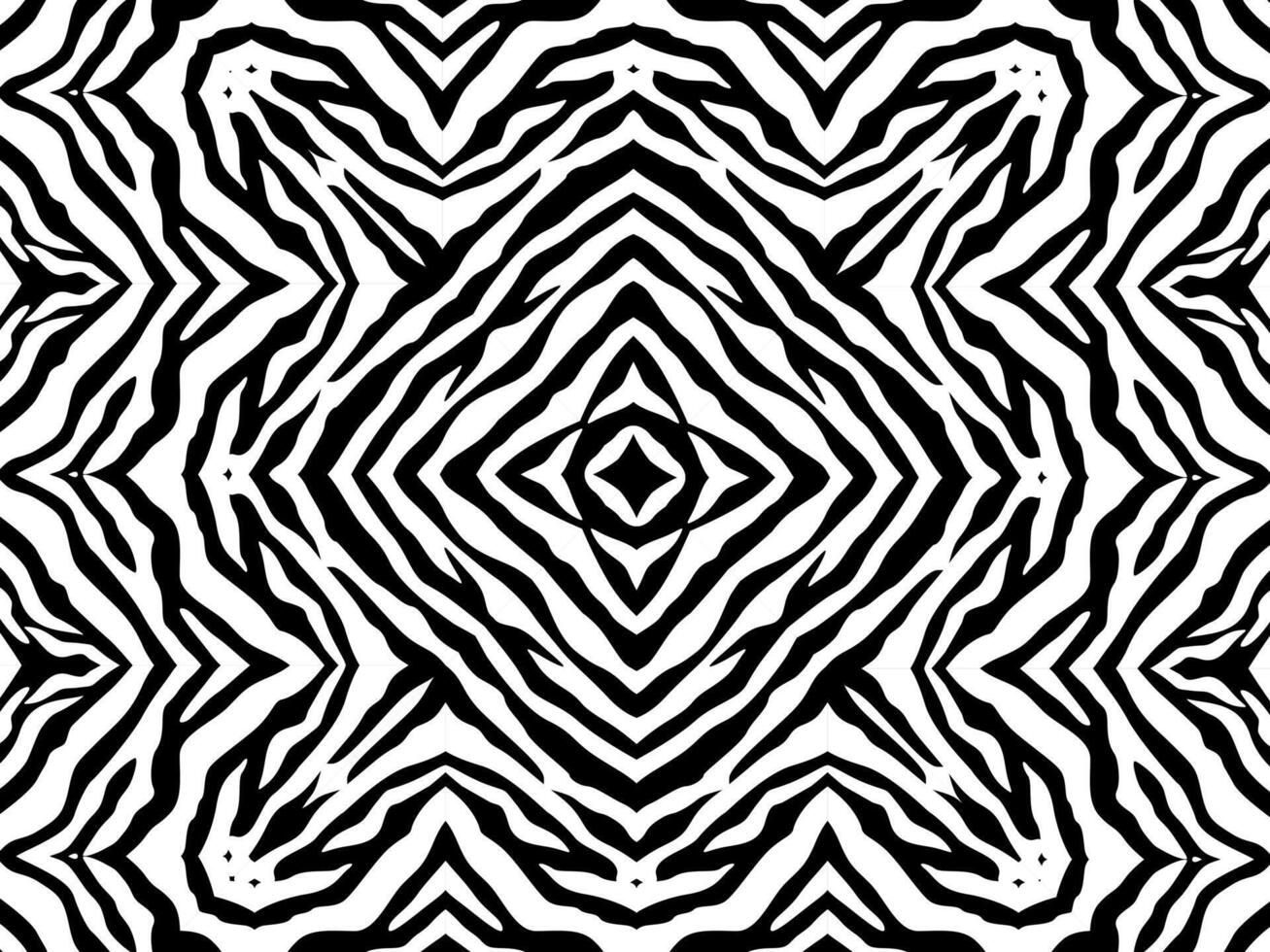 Black-White Stripes Lines Motifs Pattern Inspired by Zebra. Decoration for Interior, Carpet, Textile, Garment, Tile, Paper, Wrapping, Wallpaper, Etc. Color Editable vector