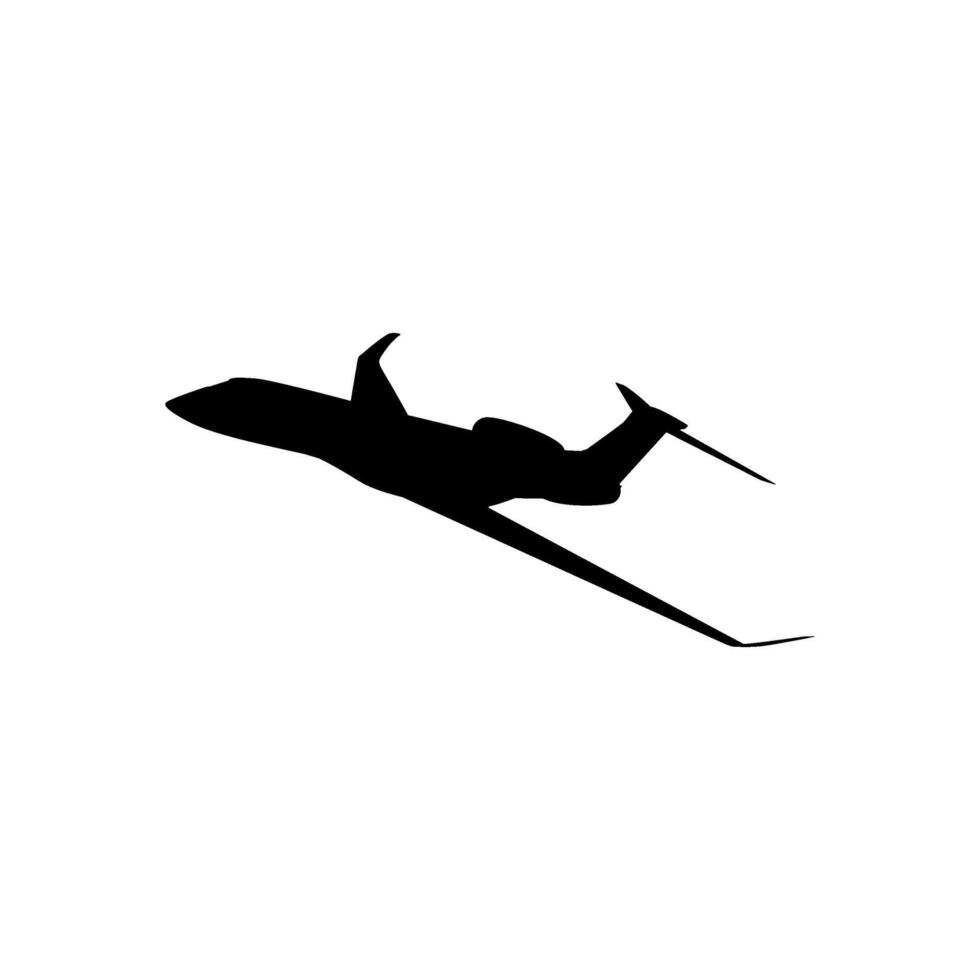 Silhouette of the Private Jet, Aircraft, Aeroplane. Black white and Editable vector