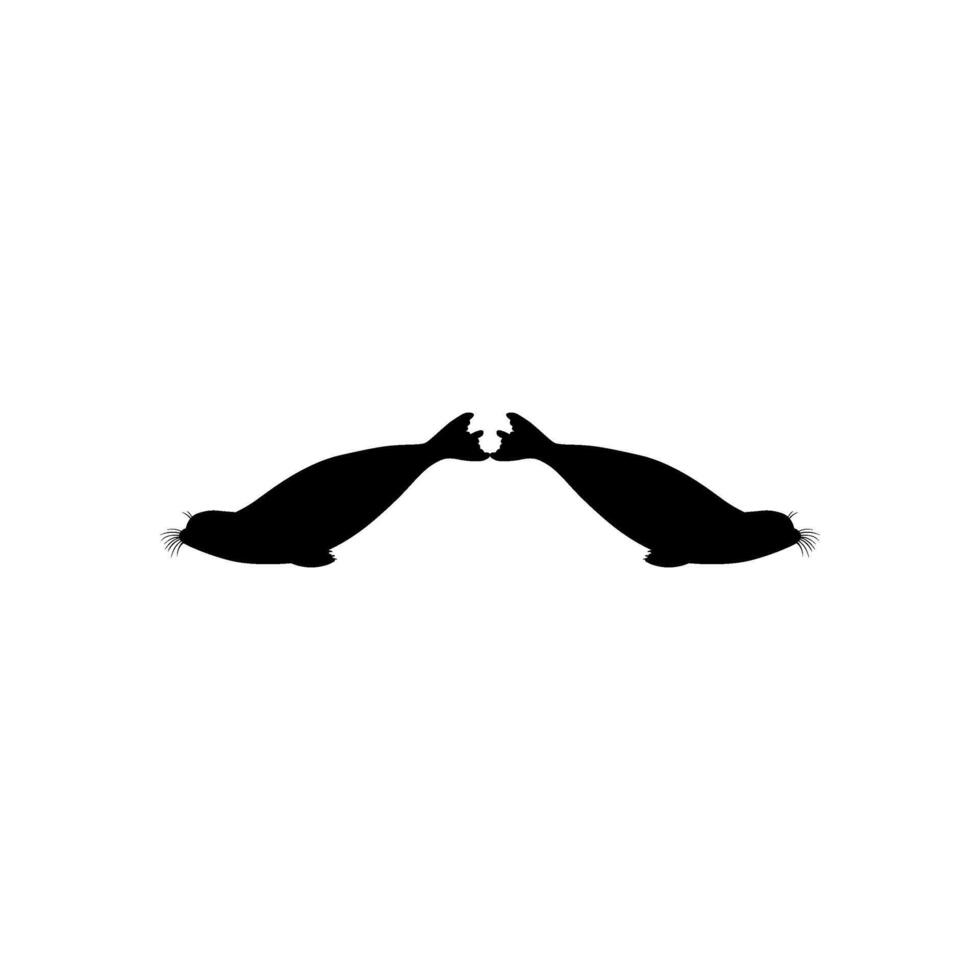 Silhouette or the Pair Pinnipeds or Seals, can use for Logo, Pictogram, Aquatic Animal, Poster, etc. Black White and Color Editable vector